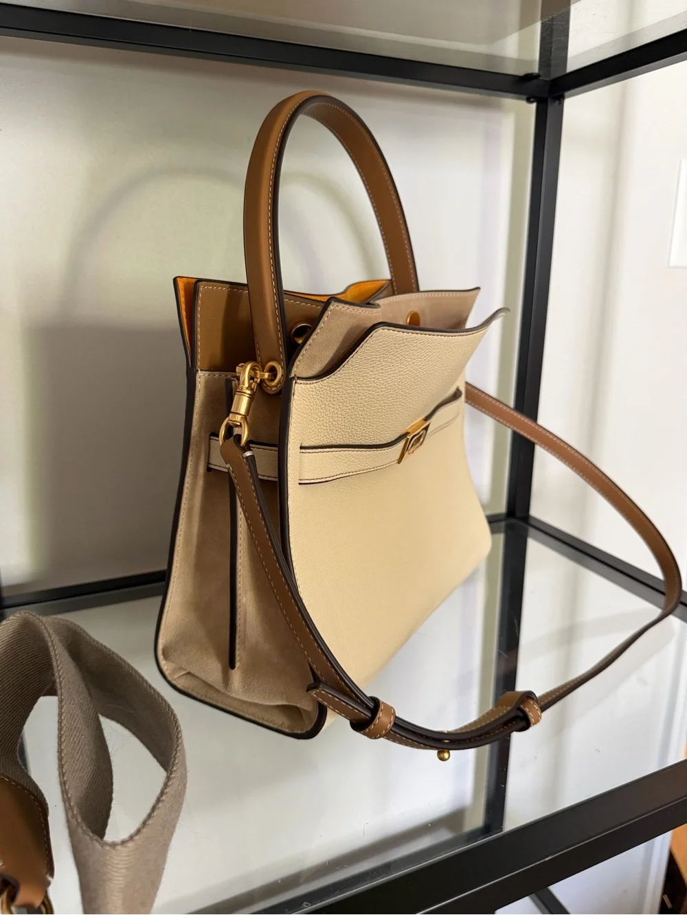 Tory Burch Lee Radziwill Pebbled Small Double Bag
